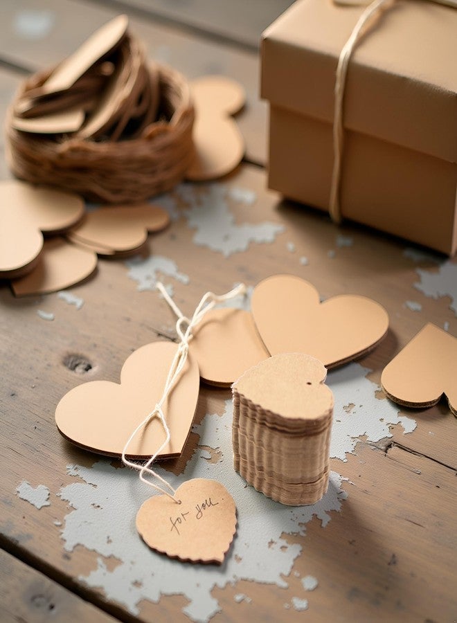 Labriciyon 100 Pcs Brown Heart Shape Kraft Paper Gift Tags Price Tags Crafts Hang Tag Label Tag with Jute Twine String Brown Gift Wrapping Supplies Gift Wrap Tag Health and HOU Hold - Image 3